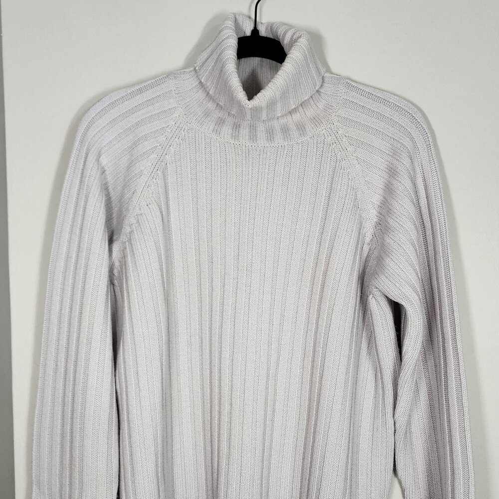 Banana Republic Merino Wool Turtleneck Sweater size L pale dove grey EUC